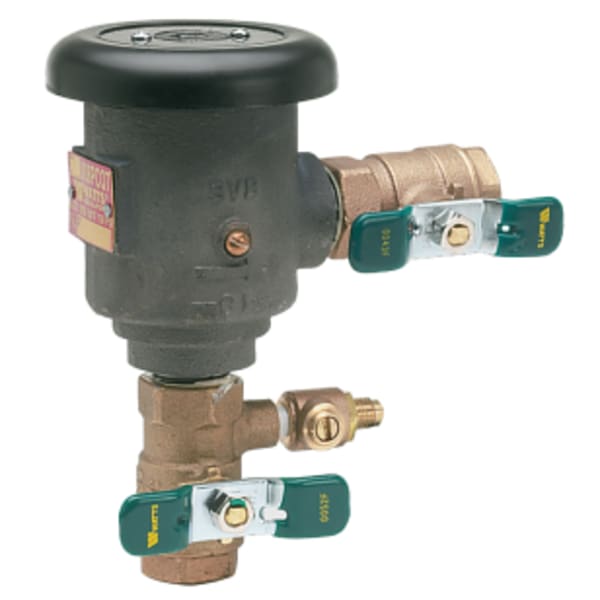 1" Lead Free Spill-Resistant Anti-Siphon Vacuum Breaker Backflow Preventer, Quarter Turn Shutoff, Polymer Coating