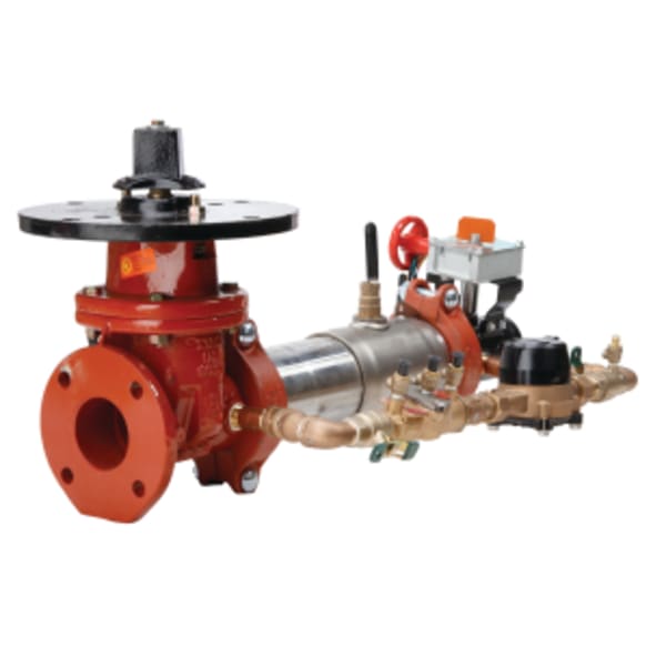 6" SS Double Check Detector Assembly Backflow Preventer, UL/FM Butterfly Valve Shutoffs x PostIndicator Valve, Cubic Feet Meter