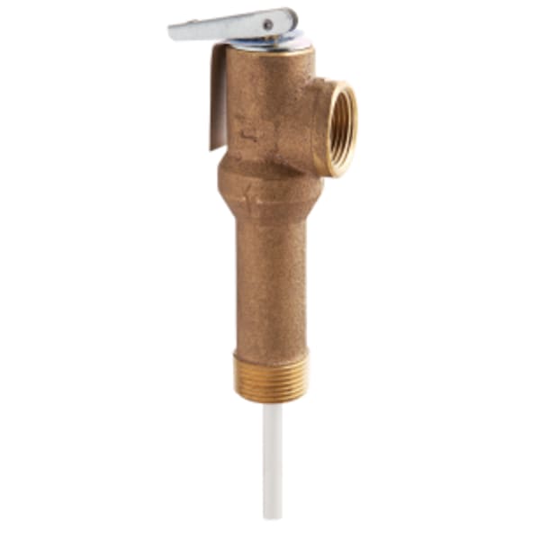 3/4" Brass Self Closing Temperature And Pressure Relief Valve, 150 psi, 210 F, Extended Shank Up To 3" Insulation