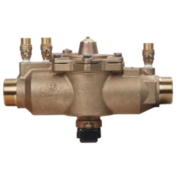 1 1/2" Bronze Reduced Pressure Zone Assembly Backflow Preventer, Less Shutoff, Single Top Entry, Backflow Flood Sensor