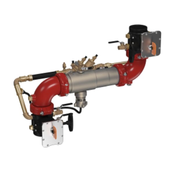 2 1/2" SS Reduced Pressure Detector Assembly Backflow Preventer, UL/FM Butterfly Valve Shutoffs, Less Meter, Z Pattern