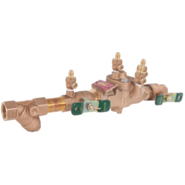 3/4" Bronze Reduced Pressure Zone Assembly Backflow Preventer, Quarter Turn Shutoff Valves, Strainer