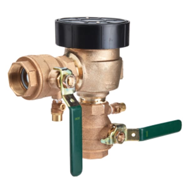 1 1/2" Bronze Freeze Resistant Pressure Vacuum Breaker Backflow Preventer, Quarter Turn Shutoff, Stainless Steel Handles