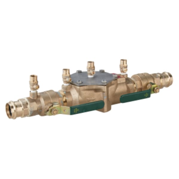1 1/4" Lead Free Double Check Valve Backflow Preventer Assembly, Quarter Turn Shutoff, Single Top Entry, Viega Propress Adaptors
