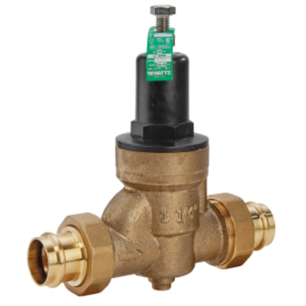 1 1/2" Lead Free Water Pressure Reducing Valve, Double Union Press, Elastomer Disc, Max Work 300 psi, Adjust 25-75 psi