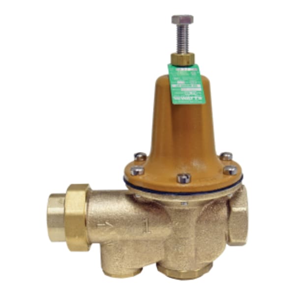 1" Lead Free Water Pressure Reducing Valve, NPT Female Union x NPT Female, Polymer Seat, Adjustable 25-75 psi
