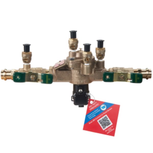 1/2" Lead Free Reduced Pressure Zone Backflow Preventer Assembly, Quarter Turn Shutoff Valves, Viega Propress(R) Adaptors, Backflow Flood Sensor