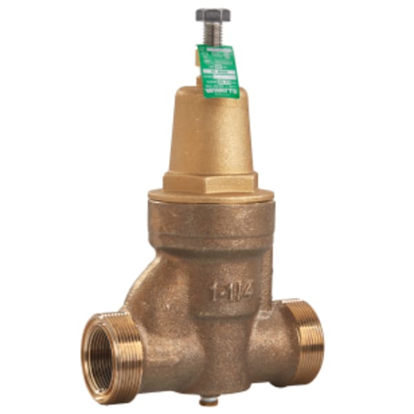 1 1/2" Lead Free Brass Water Pressure Reducing Valve, FPT x FPT, Adjust 25-75 psi, Max Work 300 psi, Gauge Tapping