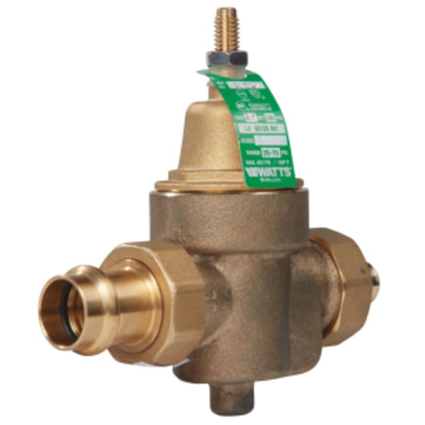 3/4" Lead Free Water Pressure Reducing Valve, Union Press x Union PEX, Adjust 25-75 psi, Max Work 400 psi