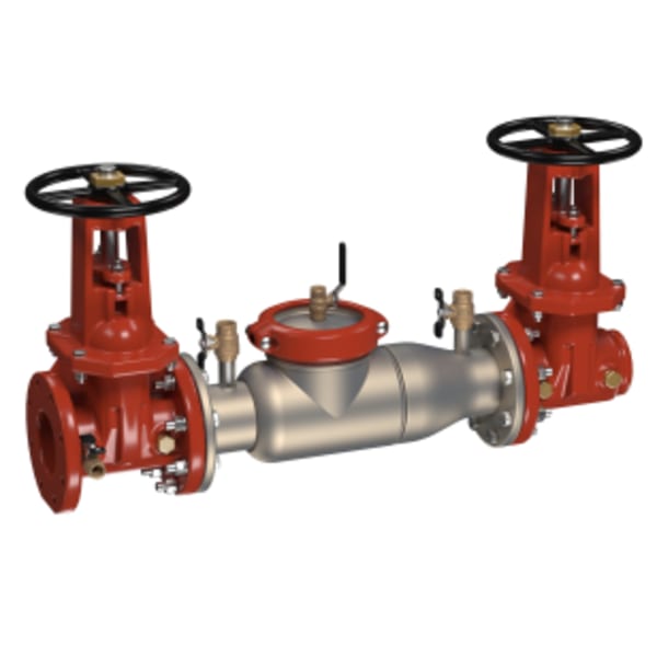 3" SS Double Check Valve Assembly Backflow Preventer, OSY Shutoffs, Flanged"let X Grooved Outlet, Short Lay Length