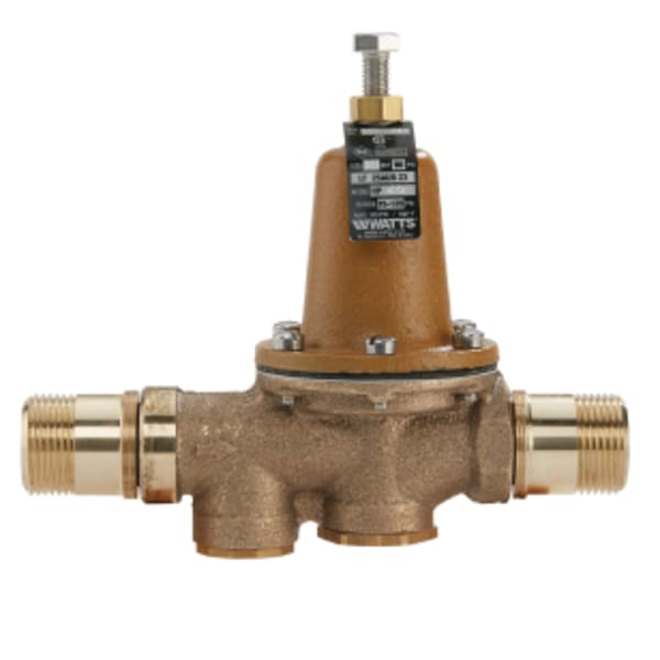 3/4" Lead Free Water Pressure Reducing Valve, NPT Female Union x NPT Female, Polymer Seat, High Range 75-125 psi