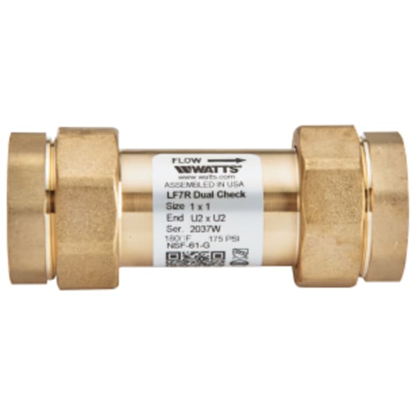1 x 1" Lead Free Residential Dual Check Valve Backflow Preventer with Female NPT"let x Union Female NPT Outlet