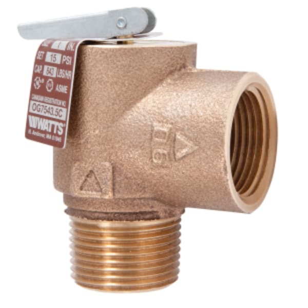 3/4" Forged Brass Steam Relief Valve, 15 psi