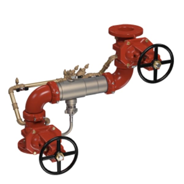 6" SS Reduced Pressure Detector Assembly Backflow Preventer, Domestic OSY Shutoff Valves, Z Pattern, Less Meter
