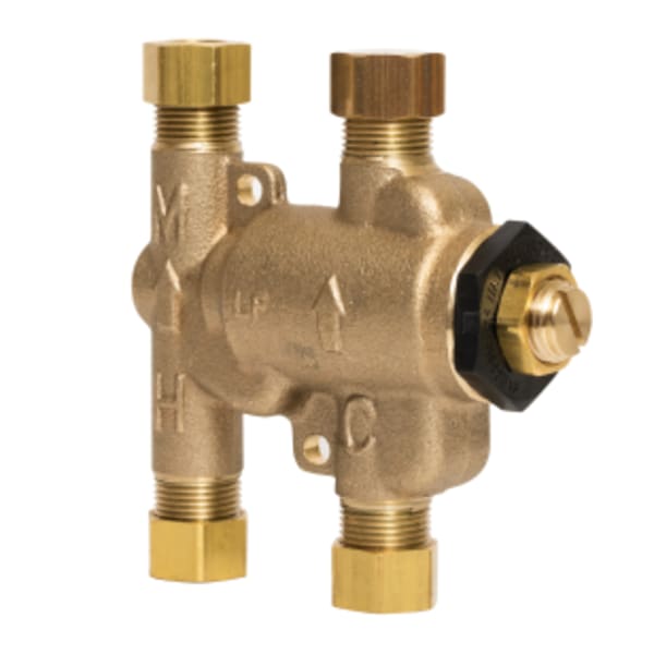 3/8" Lead Free Thermostatic Mixing Valve, Adjustable 80-120 F, Low Q Value, Model LFUSG-B-M3