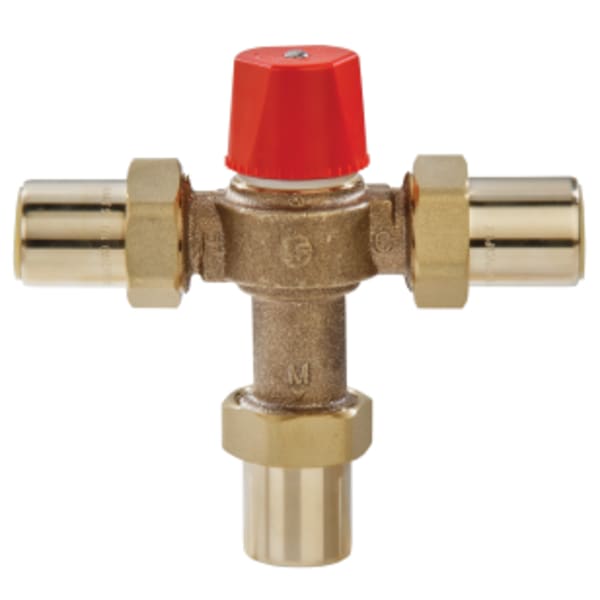 1" Lead Free Hot Water Temperature Control Valve, Quick Connect End Connections, Adjustable Out 60-120 F