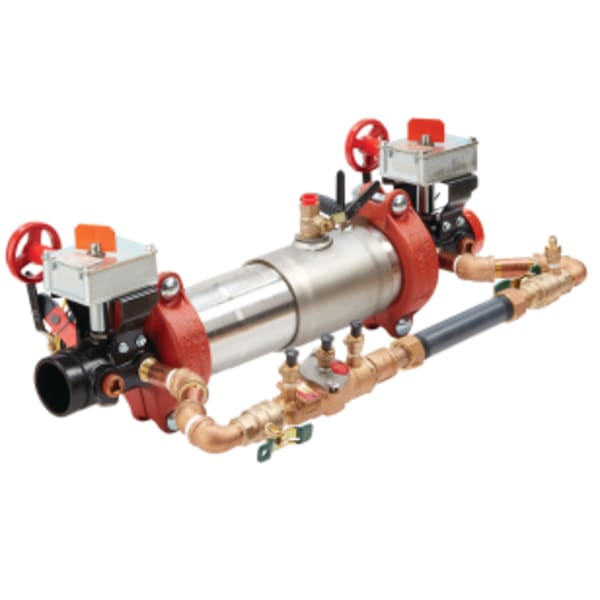 3" SS Double Check Detector Assembly Backflow Preventer, UL/FM Butterfly Valve Shutoffs, Without Meter