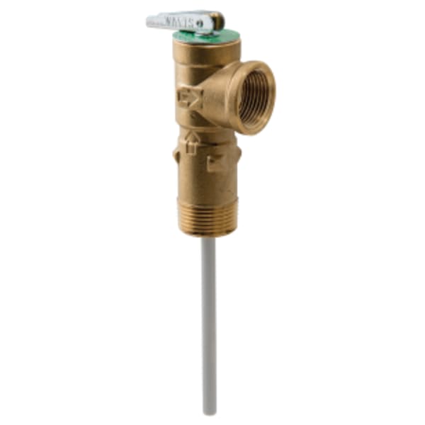 3/4" Bronze Self Closing Temperature And Pressure Relief Valve, 125 psi, 210 degree F, Extended Shank Up To 1 3/4" Insulation