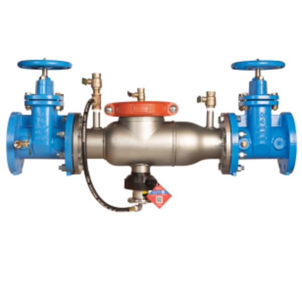 6" SS Reduced Pressure Zone Assembly Backflow Preventer, NRS Shutoffs, Short Lay Length, Backflow Flood Sensor