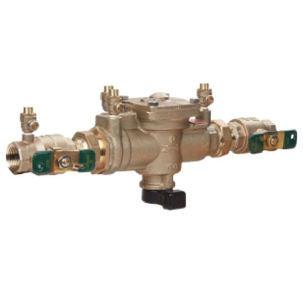 1" Lead Free Reduced Pressure Zone Backflow Preventer Assembly, Quarter Turn Shutoff Valves, Union Connections, Backflow Flood Sensor