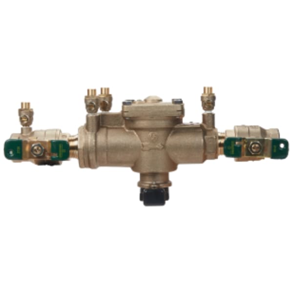 1" Lead Free Reduced Pressure Zone Backflow Preventer Assembly, Quarter Turn Shutoff Valves, Tee Handles, Backflow Flood Sensor