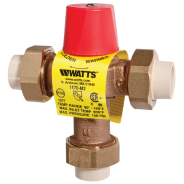 1" Lead Free Hot Water Temperature Control Valve with CPVC End Connections, Adjustable Out 60-120 F