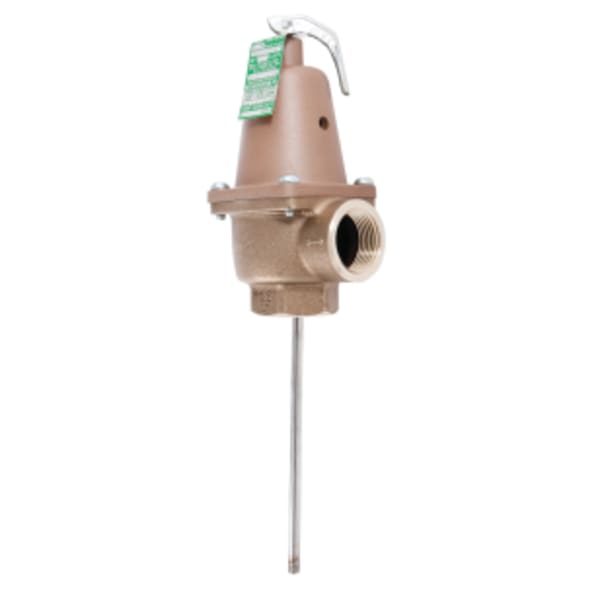 1" Bronze Automatic Reseating Temperature And Pressure Relief Valve, 75 psi, 210 degree F, 9" Ss Thermostat