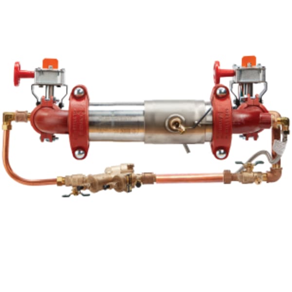 3" SS Reduced Pressure Detector Assembly Backflow Preventer, UL/FM Butterfly Valve Shutoffs, Less Meter, N Pattern