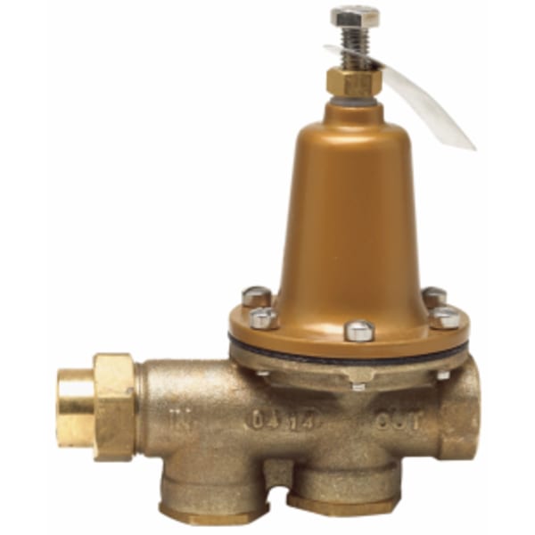 3/4" Lead Free Water Pressure Reducing Valve, NPT Female Union x NPT Female, Polymer Seat, Adjustable Pressure Range 25-75 psi