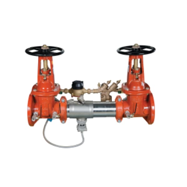 4" Lead Free Reduced Pressure Detector Backflow Preventer Assembly, OSY Shutoff Valves, Gallons/Minute Meter