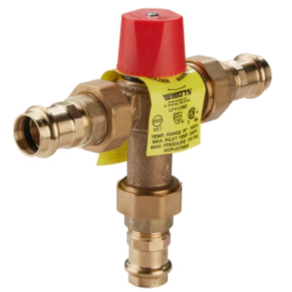 1" Lead Free Hot Water Temperature Control Valve, Press x Press, Adjustable Temperature Range 90-160 F