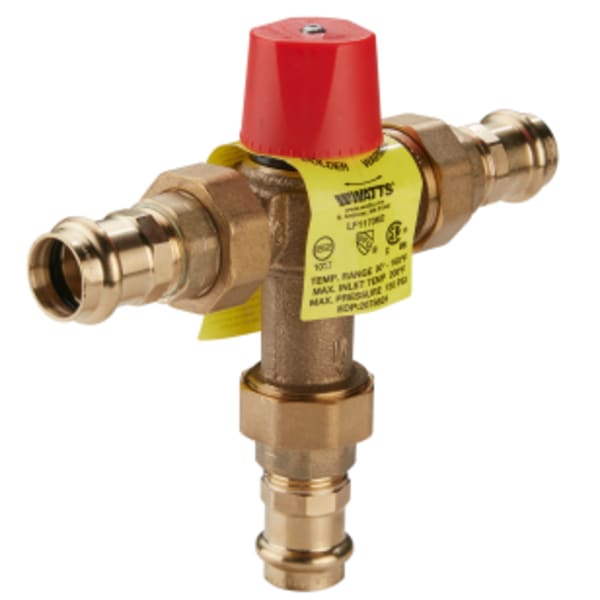 3/4" Lead Free Hot Water Temperature Control Valve, Press x Press, Adjustable Temperature Range 90-160 F