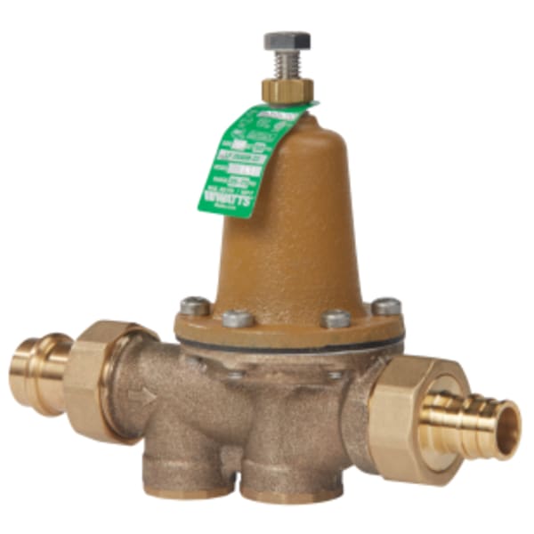 1/2" Lead Free Water Pressure Reducing Valve, Union Press x Union PEX Expansion, Polymer Seat, Adjustable 25-75 psi