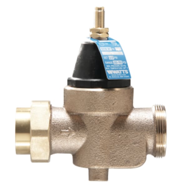 1" Lead Free Water Pressure Reducing Valve, NPT Union x FPT, Max Work 400 psi, Set 70 psi
