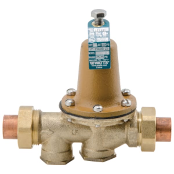 1" Lead Free Water Pressure Reducing Valve, Press x Press, Polymer Seat, High Range 75-125 psi