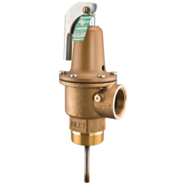 2" Bronze Automatic Reseating Temperature And Pressure Relief Valve, 100 psi, 210 degree F, 8" SS Thermostat