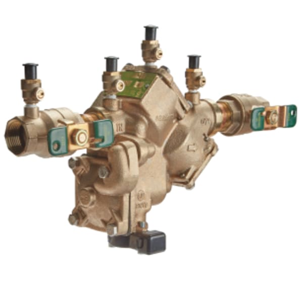 1" Lead Free Reduced Pressure Zone Backflow Preventer Assembly, Quarter Turn Shutoff Valves, Backflow Flood Sensor