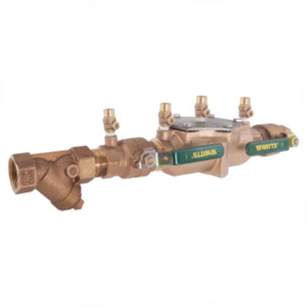 1 1/2" Bronze Double Check Valve Assembly Backflow Preventer, Quarter Turn Shutoff, Strainer, Single Top Entry