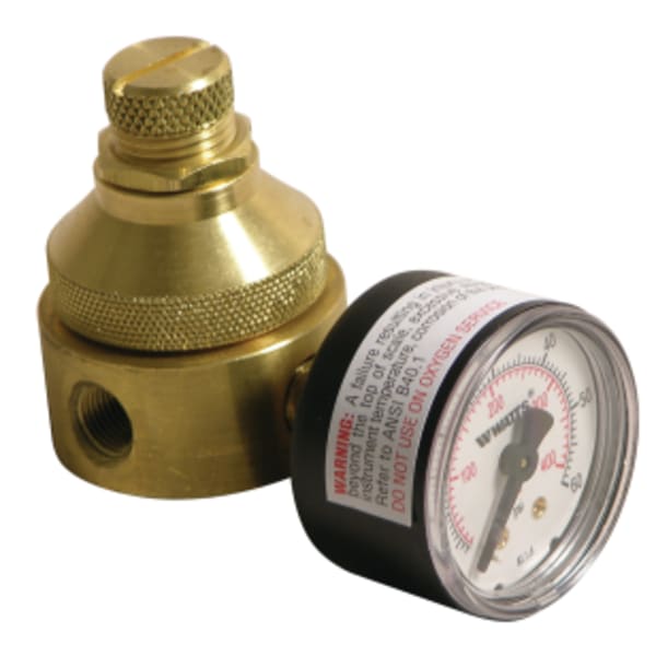 1/4" Lead Free Mini Water Pressure Regulator, Female Thread x Female Thread, Gauge, 0-25 psi