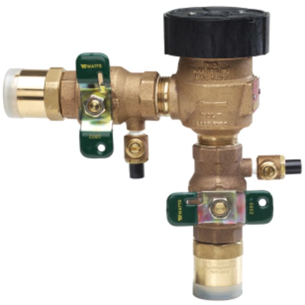 1" Bronze Anti-Siphon Pressure Vacuum Breaker Backflow Preventer, Quarter Turn Shutoff, Quick Connect Adapters, Tee Handles