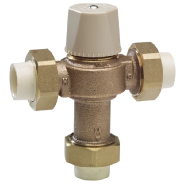 1" Lead Free Thermostatic Mixing Valve, CPVC End Connections, Adjustable Out 80-120 F
