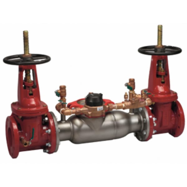 8" SS Double Check Detector Assembly Backflow Preventer, OSY Shutoff, Red Silicone"ternals, Gallons/Minute Meter