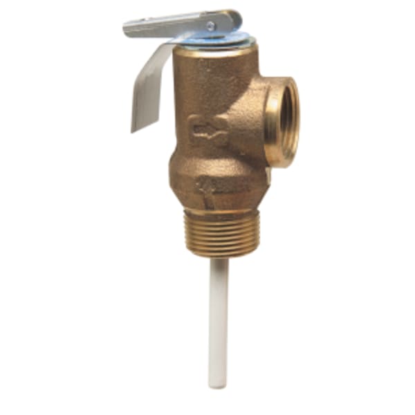 3/4" Lead Free Self Closing Temperature and Pressure Relief Valve, 125 psi, 210 degree F, Test Lever, Short Thermostat