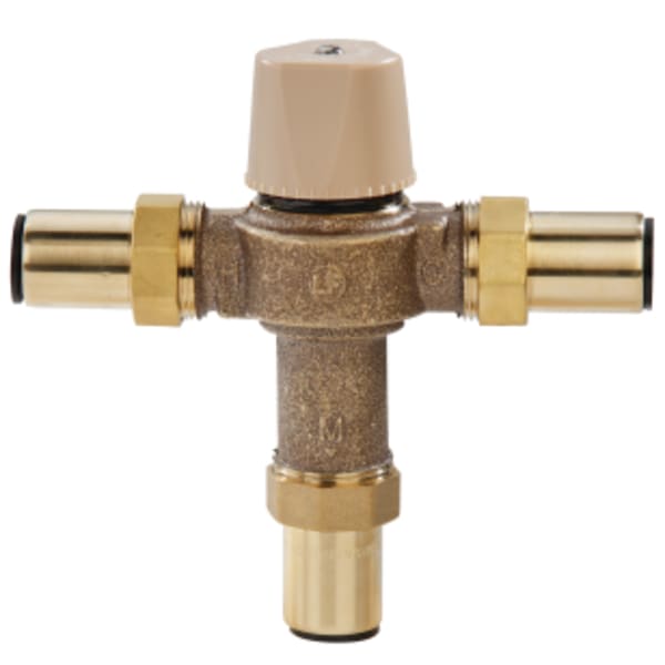 1/2" Lead Free Thermostatic Mixing Valve with Quick Connect End Connections, Adjustable Out 80-120 F