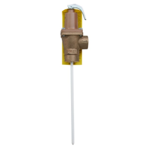 3/4" Lead Free Automatic Reseating Temp And Pressure Relief Valve, 150 psi, 210 degree F, 5" Thermostat, Female Connections