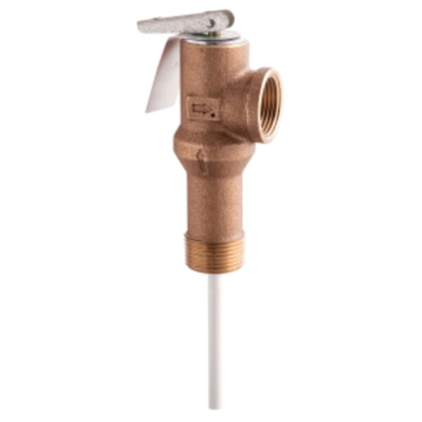 3/4" Brass Self Closing Temperature And Pressure Relief Valve, 150 psi, 210 degree F, Extended Shank Up To 2" Insulation