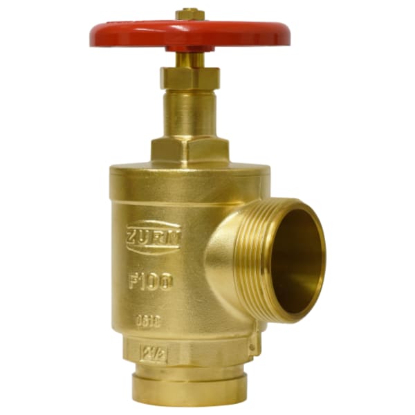 2-1/2" Fire Hose Valve, Angle Body, Brass, GRV x NH