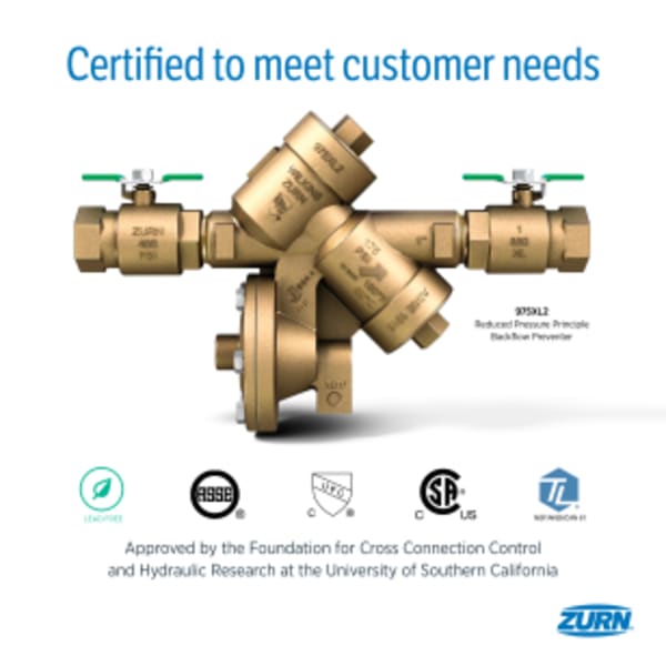 2" 975XL2 Reduced Pressure Principle Backflow Preventer with test cocks oriented face up, strainer and air gap