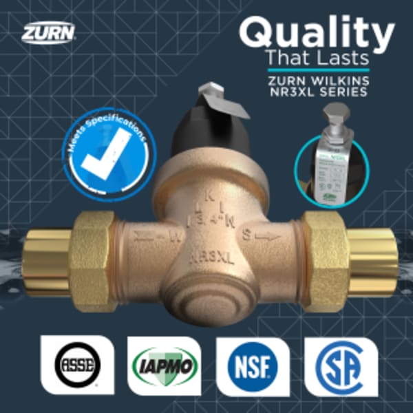 1 1/4 in. NR3XL Pressure Reducing Valve, Double Union FNPT Connections