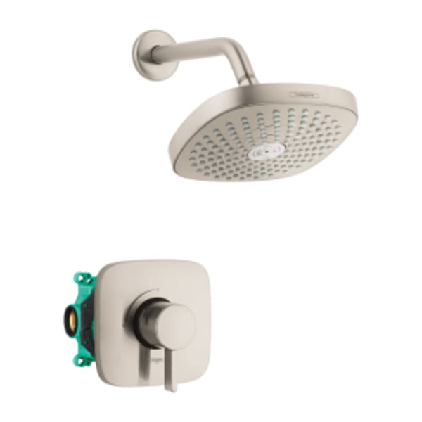 hansgrohe Croma Select E Pressure Balance Shower Set with Rough, 2.0 GPM in Brushed Nickel